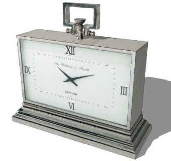 现代镀铬金属罗马时钟SU模型下载_sketchup草图大师SKP模型