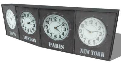 黑色金属城市时间时钟SU模型下载_sketchup草图大师SKP模型