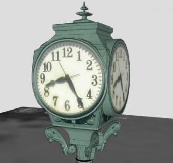 里斯公园四面金属时钟SU模型下载_sketchup草图大师SKP模型
