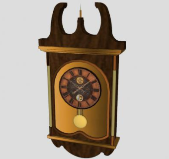 古董墙饰实木挂钟SU模型下载_sketchup草图大师SKP模型