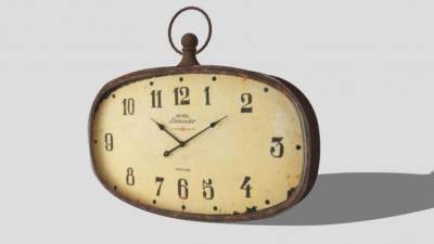 工业复古风金属挂钟SU模型下载_sketchup草图大师SKP模型