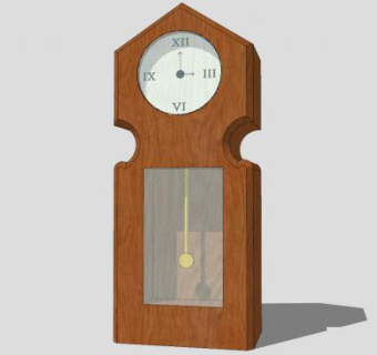 落地式复古大摆钟SU模型下载_sketchup草图大师SKP模型