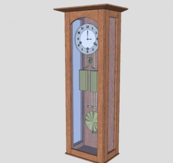 现代经典落地摆钟SU模型下载_sketchup草图大师SKP模型