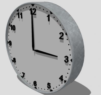 银色金属圆形挂钟SU模型下载_sketchup草图大师SKP模型