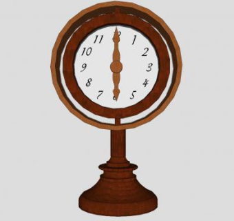 客厅摆件台机械木钟SU模型下载_sketchup草图大师SKP模型