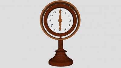 客厅摆件台机械木钟SU模型下载_sketchup草图大师SKP模型