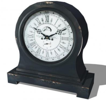 黑色摆台机械木钟SU模型下载_sketchup草图大师SKP模型