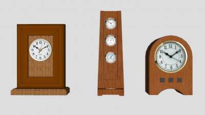 古董木制外观时钟系列SU模型下载_sketchup草图大师SKP模型