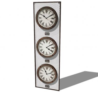 壁挂机械罗马数字时钟SU模型下载_sketchup草图大师SKP模型