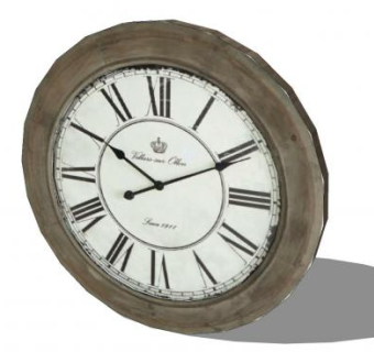 木框圆形机械挂钟SU模型下载_sketchup草图大师SKP模型