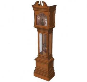 木制落地式大摆钟SU模型下载_sketchup草图大师SKP模型