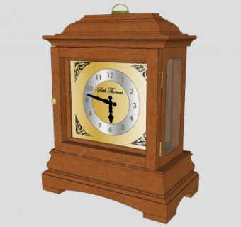 古董木制时钟摆件SU模型下载_sketchup草图大师SKP模型