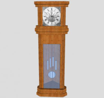 欧式复古落地式大摆钟SU模型下载_sketchup草图大师SKP模型