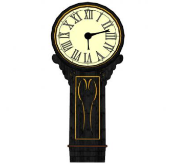 欧式木制金属壁挂挂钟SU模型下载_sketchup草图大师SKP模型