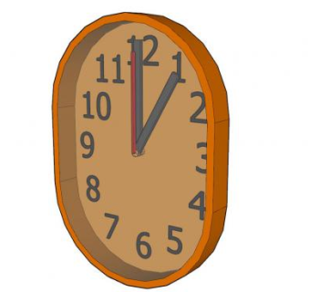 椭圆形创意壁挂时钟SU模型下载_sketchup草图大师SKP模型