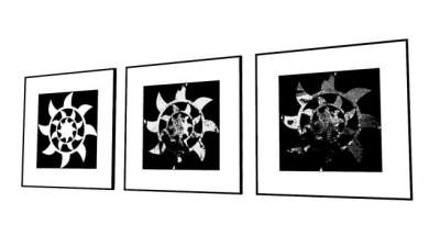 客厅装饰现代三联挂画SU模型下载_sketchup草图大师SKP模型
