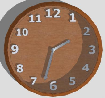 现代圆形简约木钟SU模型下载_sketchup草图大师SKP模型