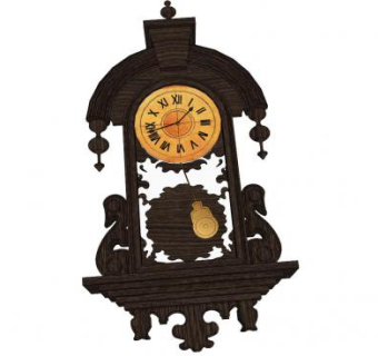 古董木制壁挂摆钟SU模型下载_sketchup草图大师SKP模型