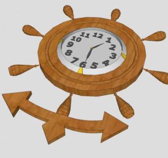 木制创意墙饰挂钟SU模型下载_sketchup草图大师SKP模型