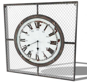 工业风古老金属挂钟SU模型下载_sketchup草图大师SKP模型