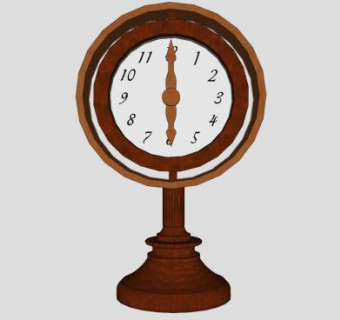 360度可调摆台木钟SU模型下载_sketchup草图大师SKP模型