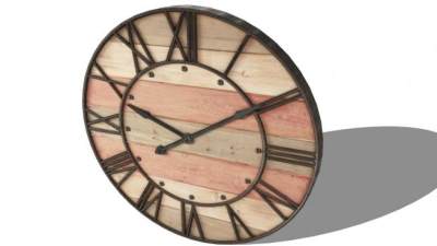 木板铁艺罗马时钟SU模型下载_sketchup草图大师SKP模型