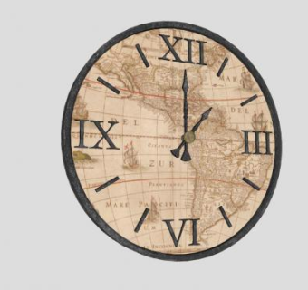 美洲地图圆形古董时钟SU模型下载_sketchup草图大师SKP模型