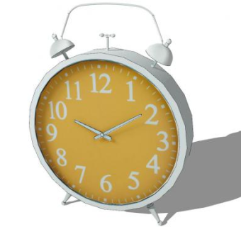 金属黄色床头闹钟摆件SU模型下载_sketchup草图大师SKP模型