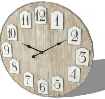 客厅装饰木板数字创意挂钟SU模型下载_sketchup草图大师SKP模型