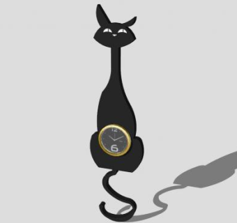 卡通黑猫钟表挂钟SU模型下载_sketchup草图大师SKP模型
