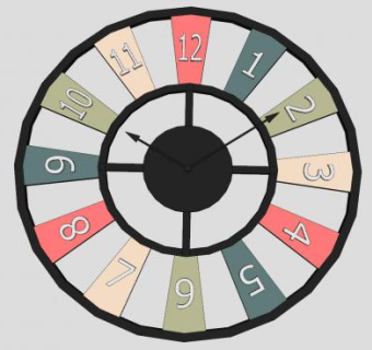 现代创意标格颜色挂钟SU模型下载_sketchup草图大师SKP模型