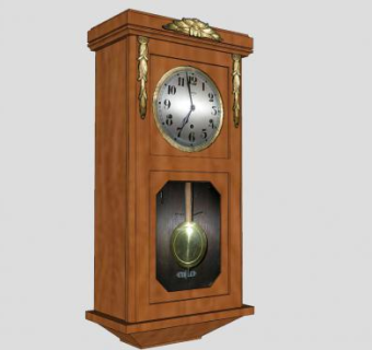 古典木制座钟摆钟SU模型下载_sketchup草图大师SKP模型