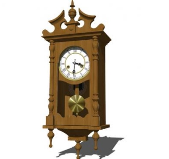 欧式壁挂木摆钟SU模型下载_sketchup草图大师SKP模型