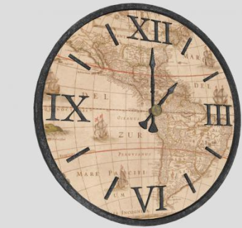 美洲地图复古钟表SU模型下载_sketchup草图大师SKP模型