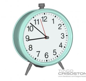 薄荷绿色机械闹钟SU模型下载_sketchup草图大师SKP模型