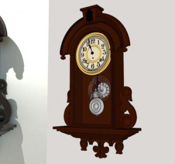 经典欧式墙饰挂钟SU模型下载_sketchup草图大师SKP模型