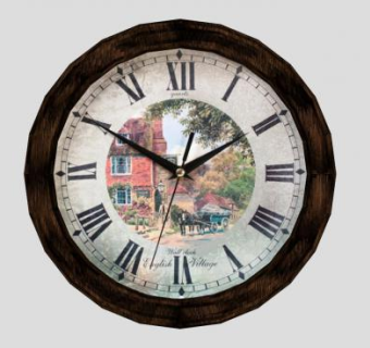 温馨印花复古罗马钟表SU模型下载_sketchup草图大师SKP模型