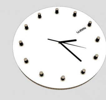 木制创意白时钟SU模型下载_sketchup草图大师SKP模型