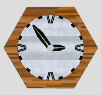 六边形木制钟表SU模型下载_sketchup草图大师SKP模型