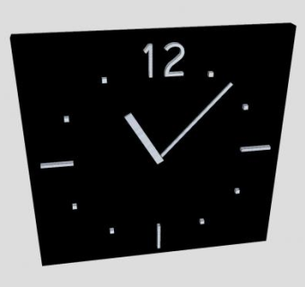 黑色简约方形钟表SU模型下载_sketchup草图大师SKP模型