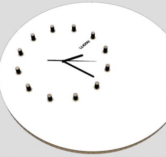 白色木制时钟SU模型下载_sketchup草图大师SKP模型