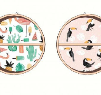 儿童卧房装饰壁式圆形木龛SU模型下载_sketchup草图大师SKP模型