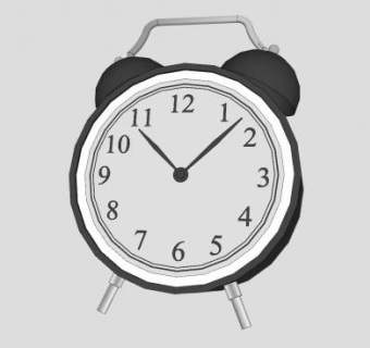 金属黑色机械闹钟SU模型下载_sketchup草图大师SKP模型