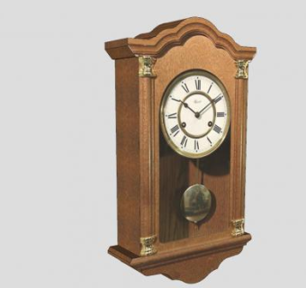 欧式老式木制挂钟SU模型下载_sketchup草图大师SKP模型