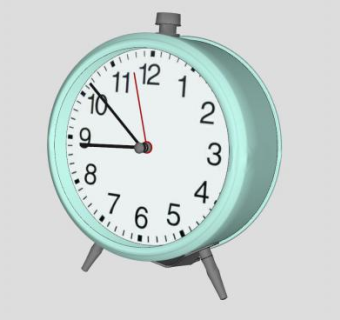 薄荷绿机械闹钟SU模型下载_sketchup草图大师SKP模型