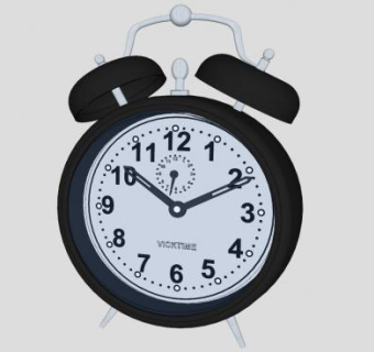 黑色金属打铃闹钟SU模型下载_sketchup草图大师SKP模型