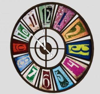 创意数字彩色摇轮盘钟表SU模型下载_sketchup草图大师SKP模型