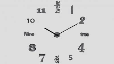 英文数字DIY墙贴装饰钟表SU模型下载_sketchup草图大师SKP模型