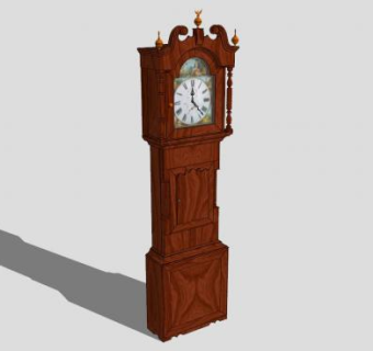 客厅装饰落地大摆钟SU模型下载_sketchup草图大师SKP模型
