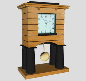 现代创意炉上饰钟座钟SU模型下载_sketchup草图大师SKP模型